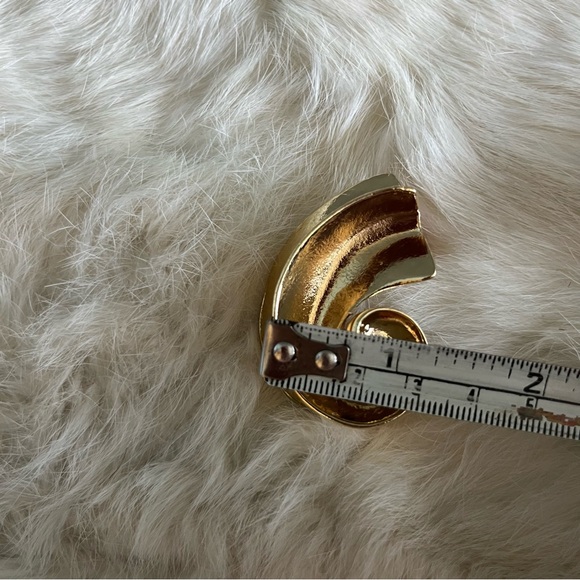 Conch Swirl Goldtone Pierced Earrings - Picture 7 of 7